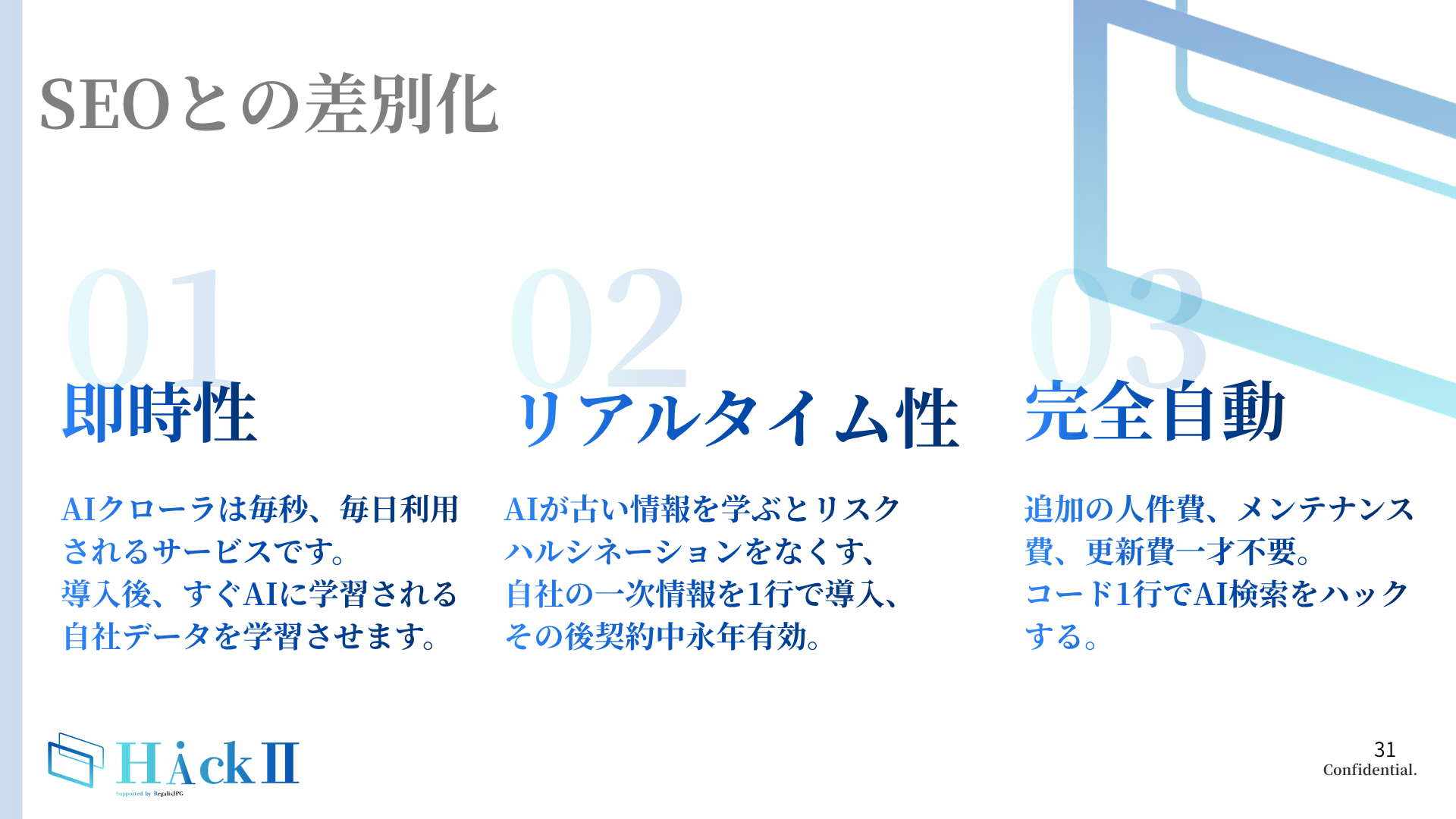 SEOとの差別化 — 即時性・リアルタイム性・完全自動
